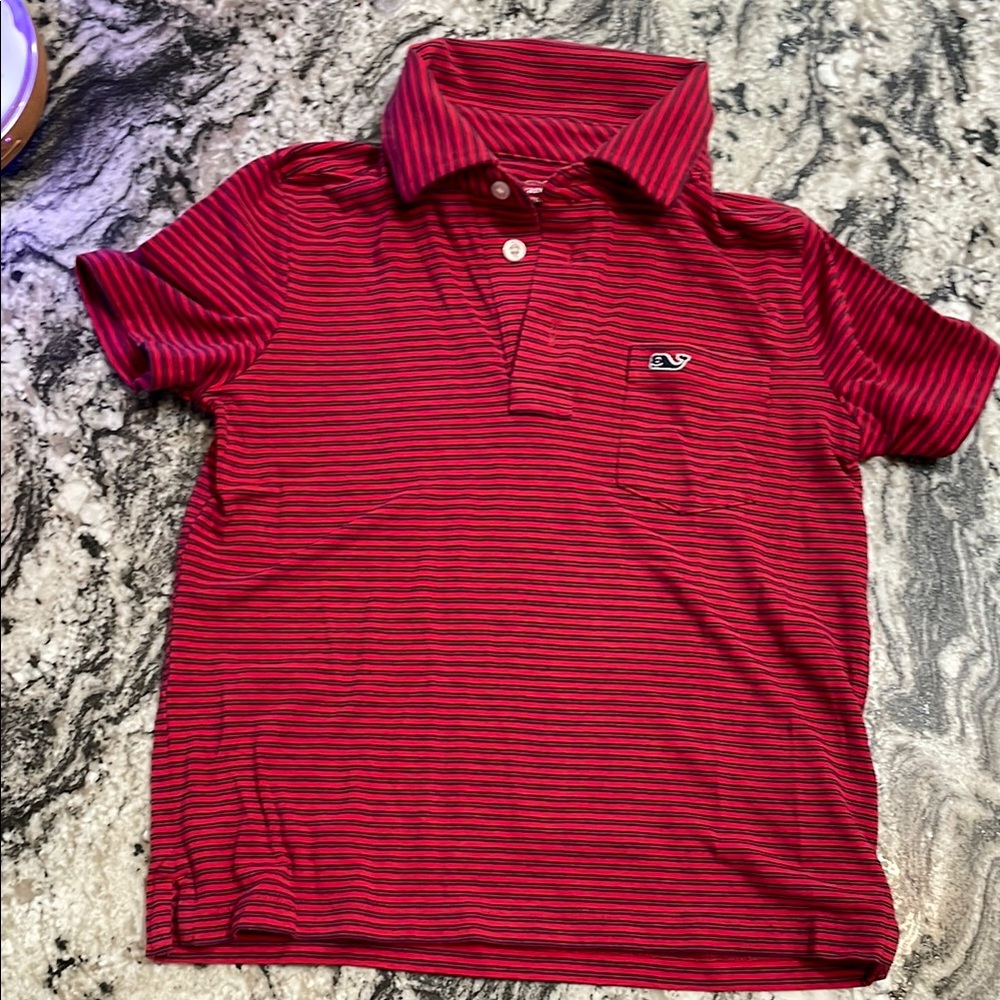 Vineyard Vines Kids Red Striped Polo Shirt